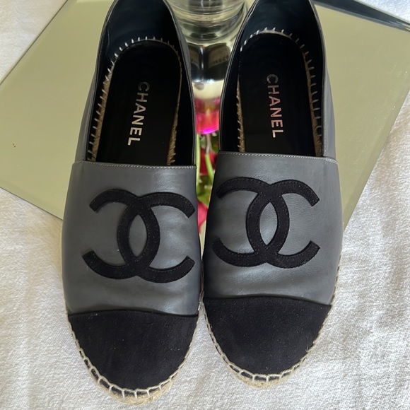 Chanel Suede black & stone blue espadrilles Authentic SZ 41 - Picture 4 of 6